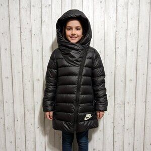 🧥 NIKE Girls' Down Fill Parka Jacket - Black (Size S 8-10 Yrs) LIKE NEW 🔥